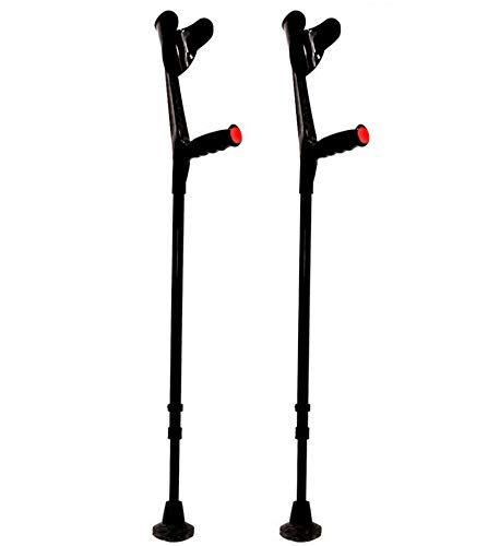 KMINA - Forearm Crutches Adult Pair (x2 Units, Open Cuff), Forearm Crutches for Adults with Non Slip Tips, Elbow Crutches Adults, Forearm Crutches Ergonomic, Adjustable Crutches Black, x2 Units