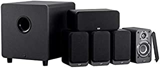 Monoprice HT-35 Premium 5.1-Channel Home Theater System - Charcoal, with Powered Subwoofer, Low Profile Speaker Grilles, Secure Mounting Option, Black (139357)