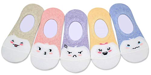 Never Slip Down Socks Women No Show Non Slip Flat Low Cut 5-11 women shoe size Basic & Cute Character(Made in Korea)