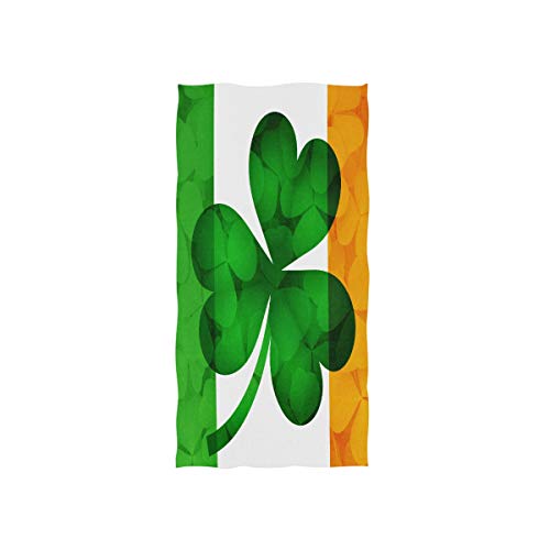 Zaqiwa Lady Hand Towels Ireland Flag with Shamrock Clover Leaves Soft Towel Fingertip Hand Towel for Baby Bathroom Shower Wrap Gym Sport 30x15 Inch Hand Towels for Men