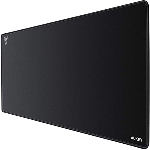 AUKEY Gaming Mouse Pad Large XXL (35.4×15.75×0.15in) Thick Extended Mouse Mat Non-Slip Spill-Resistant Desk Pad with Special-Textured Surface, Anti-Fray Stitched Edges for Keyboard, PC - Black