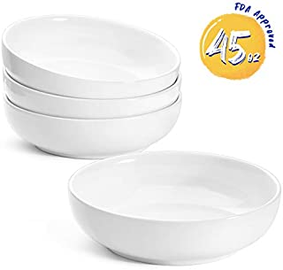 LE TAUCI Pasta Bowls Ceramic Salad Bowl, Large Serving Bowl Set 45 Ounce - Set of 4, White