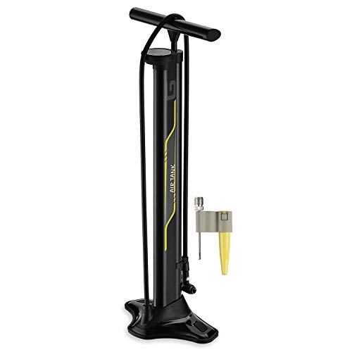 CyclingDeal High Pressure Bike Bicycle Floor Air Pump with Gauge 260 PSI - Reserve Tank for Tubeless Tire - Suitable Presta and Shrader Valve - Road or Mountain Bike