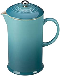 Le Creuset PG8200-1017 Stoneware French Press Coffee Maker, 27 oz, Caribbean