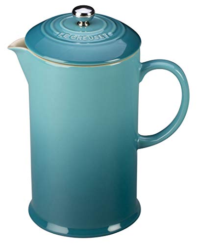 Le Creuset PG8200-1017 Stoneware French Press Coffee Maker, 27 oz, Caribbean