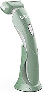 Brori Electric Razor for Women - Womens Shaver Bikini Trimmer Body Hair Removal for Legs and Underarms Rechargeable Wet and Dry Painless Cordless with LED Light, Green