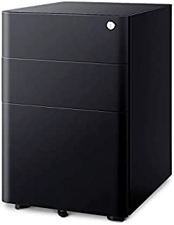 DEVAISE 3-Drawer Locking File Cabinet, Fully Assembled Except Casters, Legal/Letter Size, Black