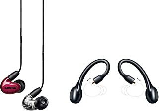 Shure AONIC 5 Wired & Wireless Earphone Bundle, Sound Isolating Earbuds, Hi-Def Sound, Three Drivers, Detachable Cable & Wireless Bluetooth Adapter, Compatible with Apple & Android Devices - Red/Clear