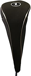 Black Golf Zipper Head Cover Driver 1 Headcover Neoprene Traditional Plain Protective Cover Fits Drivers up to 460cc for Golfing Buddies