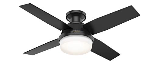 Hunter Dempsey Low Profile Indoor / Outdoor Ceiling Fan with LED Light and Remote Control, 44