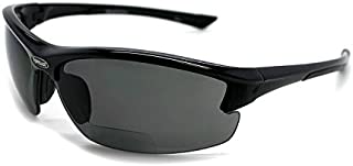 Renegade Patented Bifocal Polarized Reader Half Rim Men's Fishing Sunglasses 100% UV Protection with Microfiber Bag (Black Frame, Grey Lens - 613649, Bifocal +1.50)