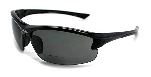Renegade Patented Bifocal Polarized Reader Half Rim Men's Fishing Sunglasses 100% UV Protection with Microfiber Bag (Black Frame, Grey Lens - 613649, Bifocal +1.50)
