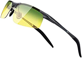 SUNGAIT HD Night Vision Polarized Sunglasses Anti Glare for Night Driving(Gunmetal Frame/Day&Night) 8177QKRY