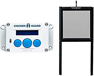 ChickenGuard Waterproof Automatic Chicken Coop Door Opener/Closer with Timer/Light Sensor Plus Predator Resistant Self Locking Pop Hole Door Kit. Coop Accessory with 3 Year Warranty (Premium)