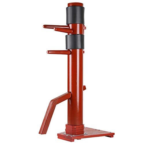 Geniqua Red Wing Chun Wooden Target Base Training Dummy IP Man Martial Arts Traditional