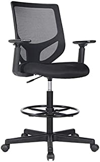 Drafting Chair Tall Office Chair for Standing Desk Drafting Mesh Table Chair with Adjustable Armrest and Foot Ring