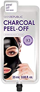 Skin Republic Korean Charcoal Peel-Off Face Mask - Includes 2 Packs (6 Applications Total) - Anti Blackhead Pore Reducing Skin Care