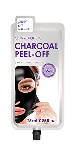 Skin Republic Korean Charcoal Peel-Off Face Mask - Includes 2 Packs (6 Applications Total) - Anti Blackhead Pore Reducing Skin Care