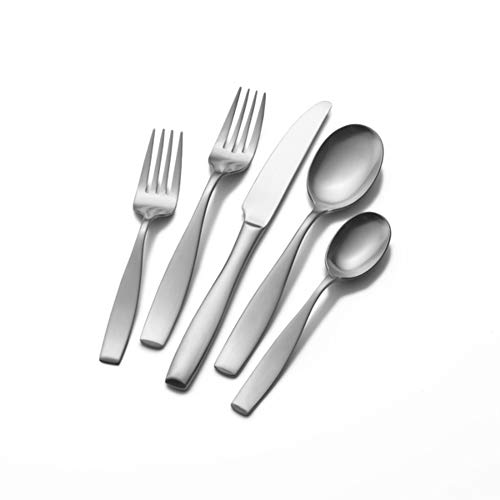 Mikasa 5081298 Satin Loft 65-Piece 18/10 Stainless Steel Flatware Set with Serving Utensil Set, Service for 12
