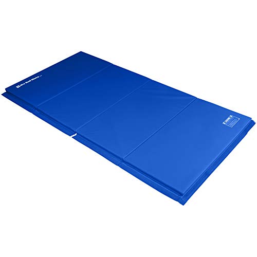 We Sell Mats 4 ft x 8 ft x 2 in Gymnastics Mat, Folding Tumbling Mat, Portable with Hook & Loop Fasteners, Blue