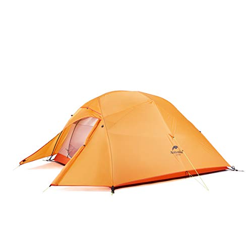 Naturehike Cloud-Up 3 Person Lightweight Backpacking Tent with Footprint - 3 Season Free Standing Dome Camping Hiking Waterproof Backpack Tents(210T Orange)