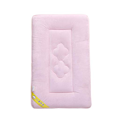 Crystal Velvet Baby Toddler Cot Bed Mattress Quilted 4CM Thick, Both Sides and All Seasons Use, Hard Cotton Support, Breathable and Hypoallergenic Mattress for Cot Beds, Solid Color,Pink,60x120cm