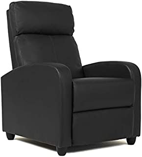 FDW Wingback Recliner Chair Leather Single Modern Sofa Home Theater Seating for Living Room (Black)