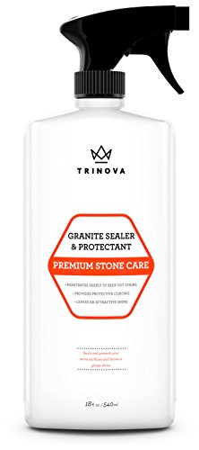 Granite Sealer & Protector - Best Stone Polish, Protectant & Care Product - Easy Maintenance for Clean Countertop Surface, Marble, Tile - No Streaks, Stains, Haze, or Spots - 18 OZ - TriNova