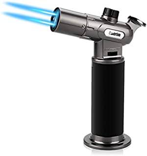 Cadrim Butane Torch, Refillable Culinary Blow Torch Double Fire Cooking Torch and Small Adjustable Flame Kitchen Torch for Creme Brulee, Baking BBQ(Butane Fuel Not Included)