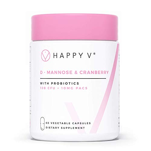 Happy V - Only Patented D-Mannose + Vaginal Probiotics & Cranberry Pills for Women - 3-in-1 Urinary Tract Infection Treatment for Women - UT & Bladder Cleanse & Total Urinary Pain Relief - Vegan Caps