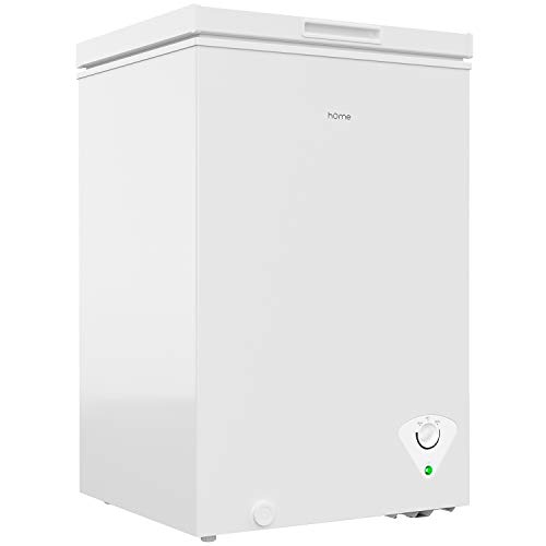 hOmeLabs 3.5 Cubic Feet Chest Freezer - Top Door Deep Freezer with Manual Defrost and Easy Access Defrost Drain - Home and Office Food Storage with Removable Shelf Basket and Adjustable Thermostat