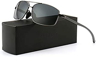 SUNGAIT Ultra Lightweight Rectangular Polarized Sunglasses UV400 Protection (Gunmetal Frame Gray Lens, 62) Metal Frame 2458 QKH