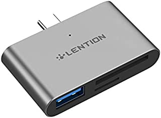 LENTION USB C to SD/Micro SD Card Reader with USB 3.0 Adapter Compatible 2020-2016 MacBook Pro, MacBook 12, New iPad Pro/Mac Air, New Surface, Chromebook, Phone/Tablet, More (CB-CS15, Space Gray)