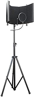 AxcessAbles SF-101KIT Recording Studio Microphone Isolation Shield w/Stand (Black) 180 degree coverage, 4ft to 6ft 6