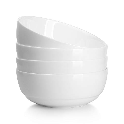 28 Ounce Soup Bowls, White Bowls Set for Rice Pasta Salad Oatmeal, Set of 4