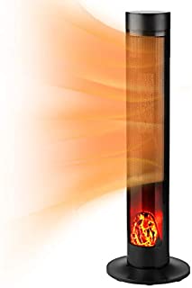 DOIT Electric Space Heater for Indoor use, PTC 1500W Oscillating Tower Heater - Fast Heating Heater with Remote Control 12H Timer LED Display , Black (large, 33)