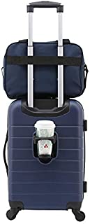 Wrangler El Dorado II Hardside Luggage with USB Port/Cup Holder & Spinner Wheels, Navy Blue, 2-Piece Set