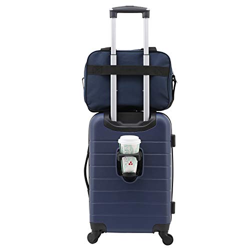 Wrangler El Dorado II Hardside Luggage with USB Port/Cup Holder & Spinner Wheels, Navy Blue, 2-Piece Set