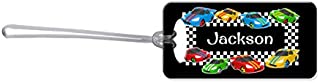 Dinkleboo Race Car Personalized Kid's Luggage Tags Cool Kid's Bag Tags are a Perfect Addition to Any School Backpack, Travel, Sport, or Sleepover Bag!