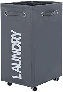 Haundry 86L X-Large Collapsible Laundry Hamper with Wheels, Waterproof Rolling Clothes Hamper Basket Bin for Dirty Clothes Storage