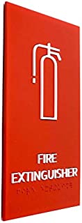 Kubik Letters Fire Extinguisher Sign, ADA Compliant Modern Design Sign with Grade 2 Braille for Fire Extinguisher Location with 3M Double Sided Tape