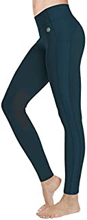 FitsT4 Women's Riding Tights Knee Patch Ventilated Active Schooling Tights Blue M