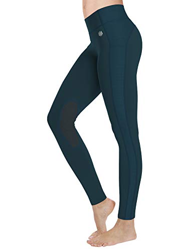 FitsT4 Women's Riding Tights Knee Patch Ventilated Active Schooling Tights Blue M