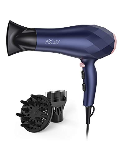 Abody 1875W Professional Hair Dryer, Negative Ion Blow Dryer 2 Speed and 3 Heat Setting, Quick Dry Light Weight Low Noise Hair Dryers with Diffuser & Concentrator & Comb