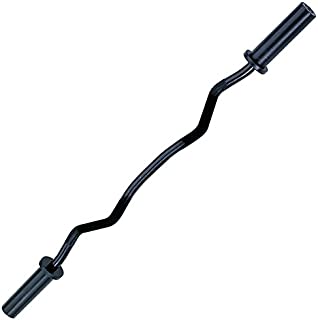 Body-Solid OB47B 47 in. EZ Curl Olympic Bar for Bicep and Triceps Exercises, 300 Lb. Weight Plate Capacity, Black