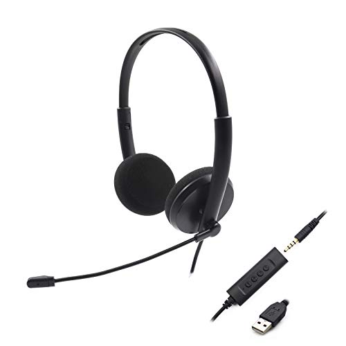 3.5mm/USB Headset with Microphone, Lightweight Computer HeadphonesInline Volume Mute Control, Headset with Noise Cancellation Microphone for Laptop, PC, Cell Phone, Skype Chat and Office headsets.