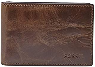 Fossil Men's Derrick Leather Bifold Wallet, Dark Brown