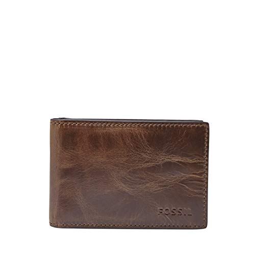 Fossil Men's Derrick Leather Bifold Wallet, Dark Brown