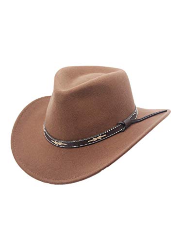 Santa Fe Crushable Wool Felt Outback Western Style Cowboy Hat by Silver Canyon, Pecan