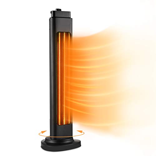 Patio Heater-750/1500W ETL Certified Electric Space Heater for Large Room, 3s Instant Heat, Heat up 400Sq Ft, 90° Oscillation, Radiant Heater with Overheat Tip-over Protection for Outdoor & Indoor Use, Waterproof